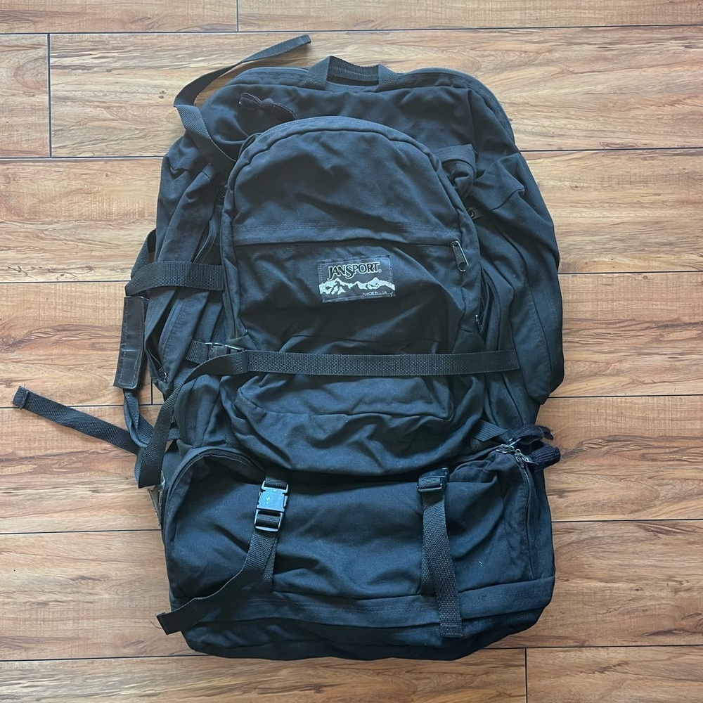 Vintage 90s JanSport Backpack Blue Convertible Duffle Bag Hike Camp Pack USA